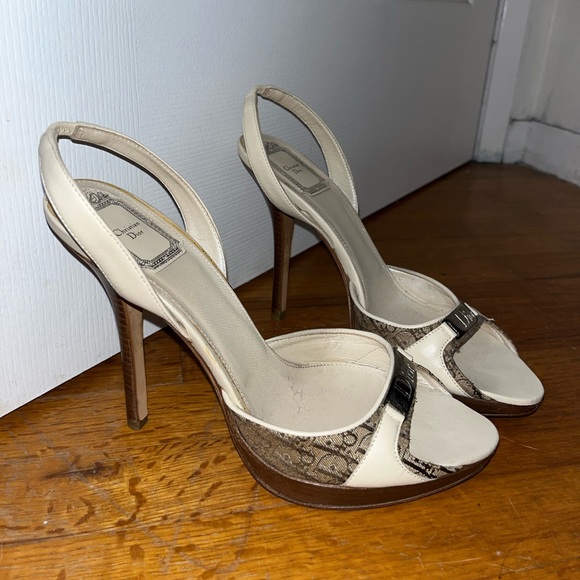 Christian Dior Monogram Canvas Jacquard Slingback Heels - Picture 2 of 5